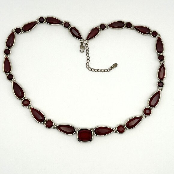 Vintage Monet Gold Tone Red Glass Bead Bib Statement Necklace Adjustable - Picture 1 of 12